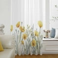 thumbnail image 1 of Yellow Spring Floral Semi Sheer Curtains Drapes for Living Room, Bedroom, French Doors Window 45 Inches Long, Watercolor Summer Botanical Rod Pocket Chiffon Curtain Drapery Voile Draperies Panel, 1 of 6