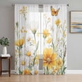 thumbnail image 1 of Yellow Spring Floral Sheer Curtains 63 Inch Length 2 Panels Set, Summer Daisy Pastoral Botanical Voile Window Treatment Rod Pocket Curtains Sheers Drapes for Bedroom/Living Room/Kitchen 52x"63"x2, 1 of 7