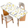 thumbnail image 1 of Yellow Spring Floral Table Cloths for 4 Foot Rectangle Tables, Flowers Botanical Elegant Pastoral Patio Waterproof Elastic Fitted Tablecloths, Washable Rectangular Table Cover for Camping, 1 of 8