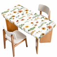 thumbnail image 1 of Yellow Spring Floral Table Cloths for 4 Foot Rectangle Tables, Flowers Leaves Elegant Pastoral Patio Waterproof Elastic Fitted Tablecloths, Washable Rectangular Table Cover for Camping, 1 of 8