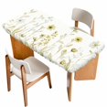 thumbnail image 1 of Yellow Spring Floral Table Cloths for 6 Foot Rectangle Tables, Summer Flowers Botanical Elegant Patio Waterproof Elastic Fitted Tablecloths, Washable Rectangular Table Cover for Camping, 1 of 8