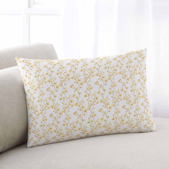 Yellow Spring Floral Throw Pillow Covers, Elegant Watercolor Summer Botanical Soft Breathable Pillow Cases with Zipper for Sleeping, Standard Pillowcases for Couch Bed Sofa Chair 20x26 Inches
