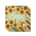 thumbnail image 1 of Yellow Spring Sunflowers Cloth Napkins Set of 4 Reusable Dinner Napkins, Light Green Striped Country Cocktail Napkin Washable Table Napkins for Wedding/Holiday Party/Baby Shower 20"x20", 1 of 7