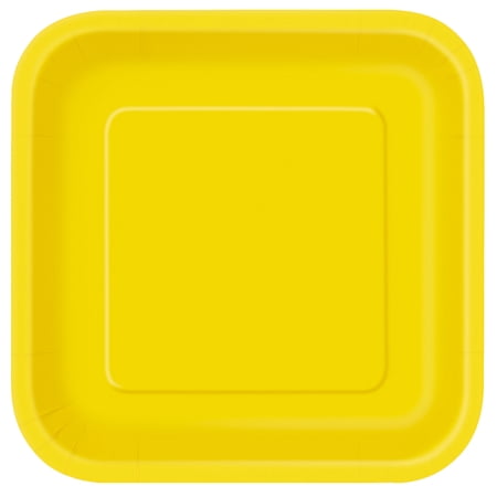 Yellow Square Paper Dessert Plates, 7in, 16ct