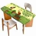 thumbnail image 1 of Yellow St. Patrick's Day Table Cloths for 5 Foot Rectangle Tables, Green Lucky Clovers Dog Patio Waterproof Elastic Fitted Tablecloths, Washable Rectangular Table Cover for Camping, 1 of 8