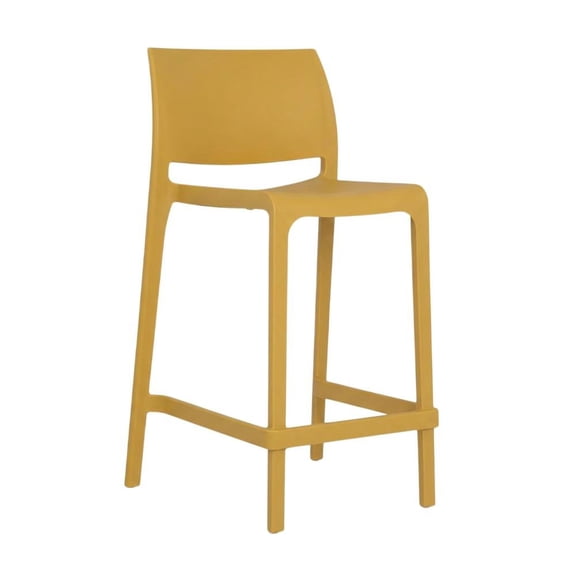 Yellow Stackable Counter Stool Set Of 2 With Durable Plastic Seats