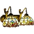 thumbnail image 1 of Yellow Stained Glass Bowl LED Wall Sconce Lighting with Mermaid Statue, 2-Light Wall Light Bronze Finish Wall Fixtures E27 for Bedroom Hallway Stairway Balcony Cloakroom, Max 40W Per Bulb, 1 of 9