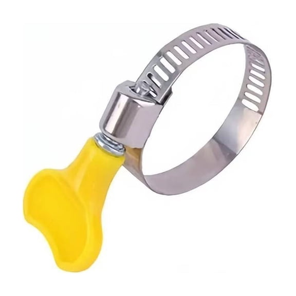 Yellow Stainless Steel Hose Clamp, Adjustable Thumb Screw Key-Type Clamps, Ideal for Plumbing, Automotive, and Machinery Applications