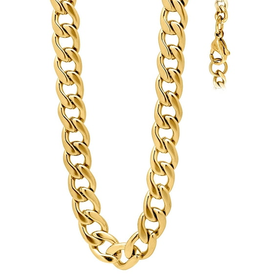 Yellow Stainless Steel Unisex 7mm 18 Inch Comfort Curb Fashion Link Chain Necklace Chain Necklace for Women and Men