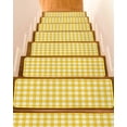 thumbnail image 1 of Yellow Stair Treads for Wooden Steps Indoor Runner Rug Carpet, Country French Rustic Buffalo Plaid Modern Art 4 Pieces Peel and Stick Staircase Step Treads Covers Washable Throw Door Mats, 30"x8", 1 of 6