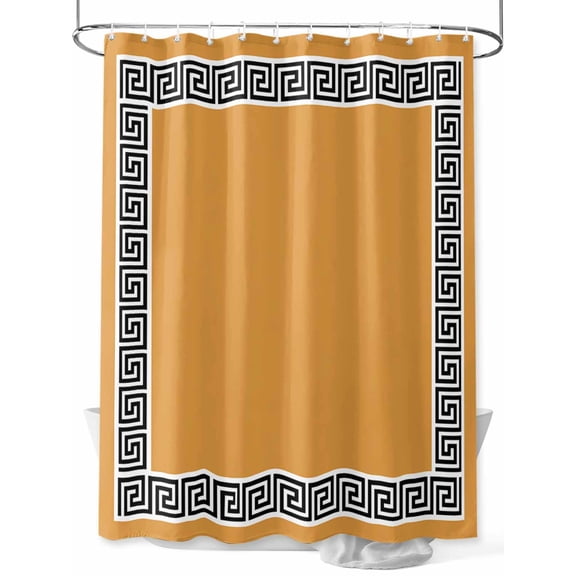 Yellow Standard Shower Curtain Set, Waterproof Shower Curtains for Bathroom, Black Modern Geometric Abstract Art Aesthetics Washable Fabric Cloth Bath Curtain for Bathtub with Hooks 72x72 Inches