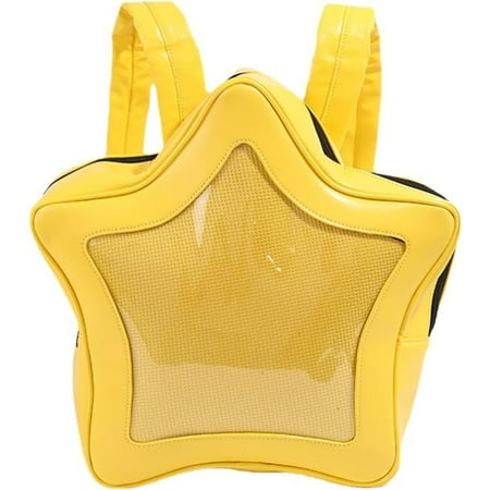 Yellow Star Kawaii Backpack PU Leather Ita Bag Backpack Y2k Shoulder Bag Aesthetic Cute Backpack