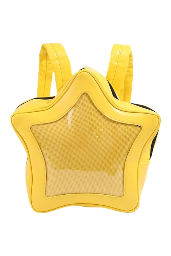 Yellow Star Kawaii Backpack PU Leather Ita Bag Backpack Y2k Shoulder Bag Aesthetic Cute Backpack