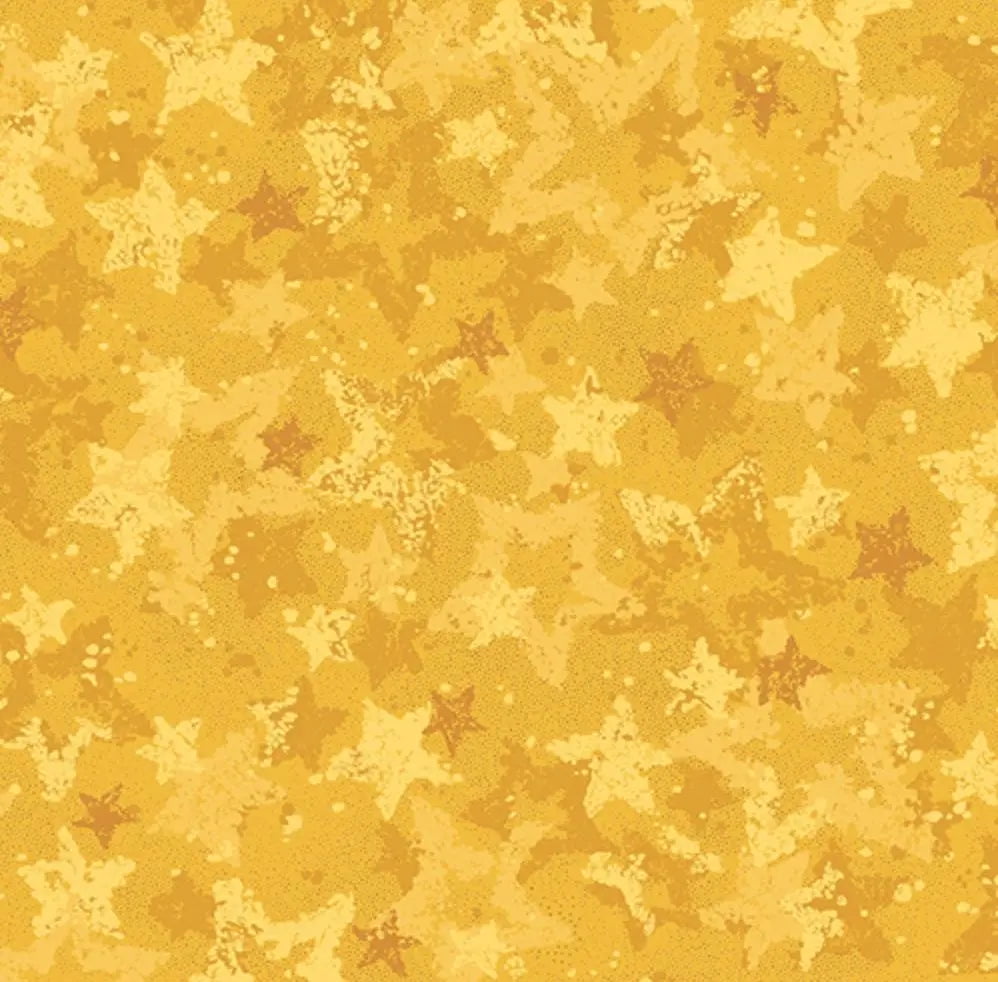 Yellow Star Light Gold Cotton Wideback Fabric per yard