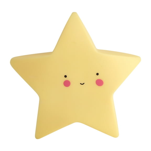 Yellow Star-Shaped LED Night Light with Smiling Face for Kids' Bedroom Decor