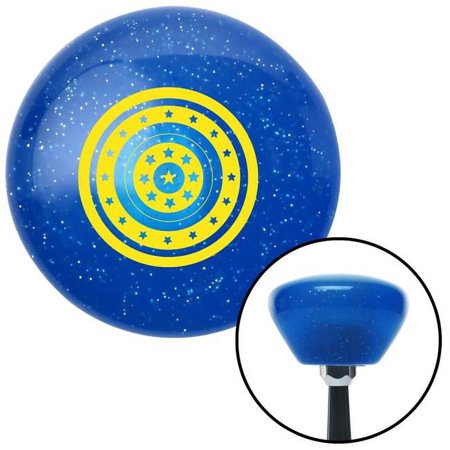 Yellow Star Target Blue Retro Metal Flake Shift Knob with M16 x 1.5 Insert Shifter