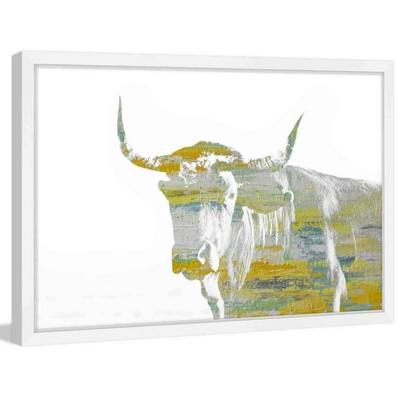 "Yellow Steer" Framed Painting Print