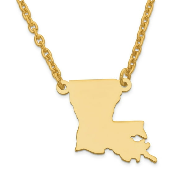 Yellow Sterling Silver necklace with pendant Personalized Louisiana