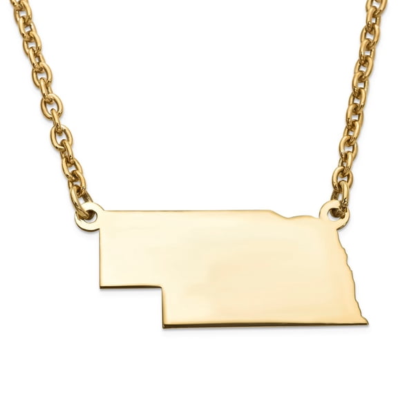Yellow Sterling Silver necklace with pendant Personalized Nebraska