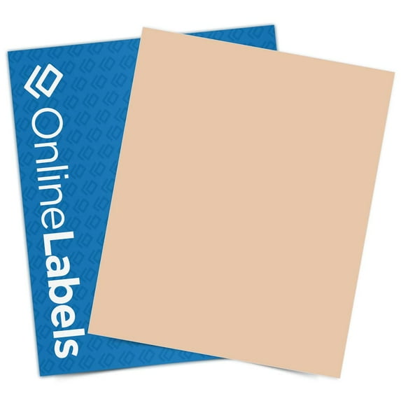 Yellow Sticker Paper, 8.5 x 11 Full Sheet Label, 100 Sheet Pack, Inkjet or Laser Printer, Online Labels (Color: Tan)
