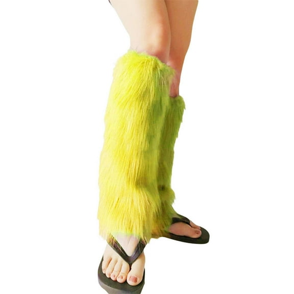 Yellow Stockings Furry Boot Cover Imitation Socks Shoe Cover Leg Cover Long Foot Cover Women's Leg Warmers Warm and Slim