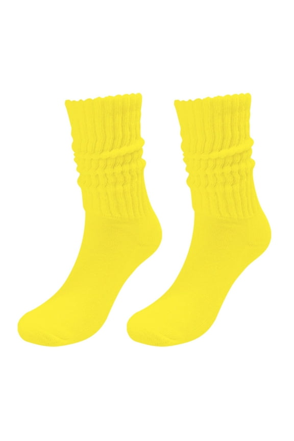 Yellow Stockings Socks Solid Color Crew Socks Colorful Lightweight Cotton Athletic Socks