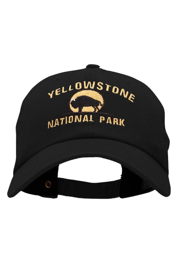 Yellow Stone Embroidered Unstructured Pigment Dyed Cotton Cap - Black OSFM