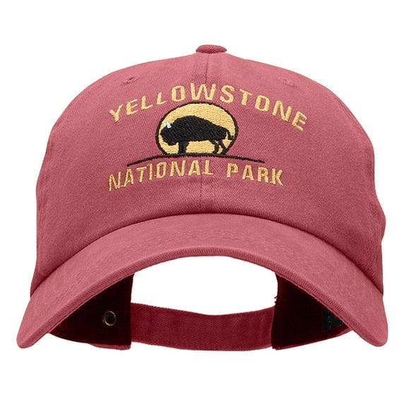 Yellow Stone Embroidered Unstructured Pigment Dyed Cotton Cap - Wine OSFM