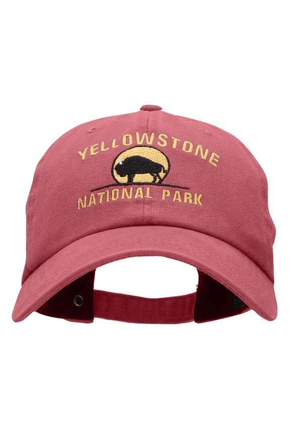 Yellow Stone Embroidered Unstructured Pigment Dyed Cotton Cap - Wine OSFM