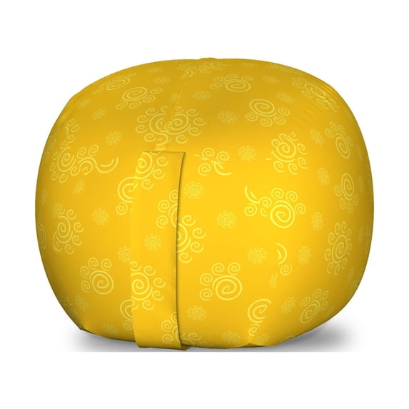 Yellow Storage Toy Bag Chair, Sun Solar Hand Drawn Style Pattern with Little Spiral Spots Like Hot Summer Day Inspired, Stuffed Animal Organizer Washable Bag, Small Size, Yellow, by Ambesonne