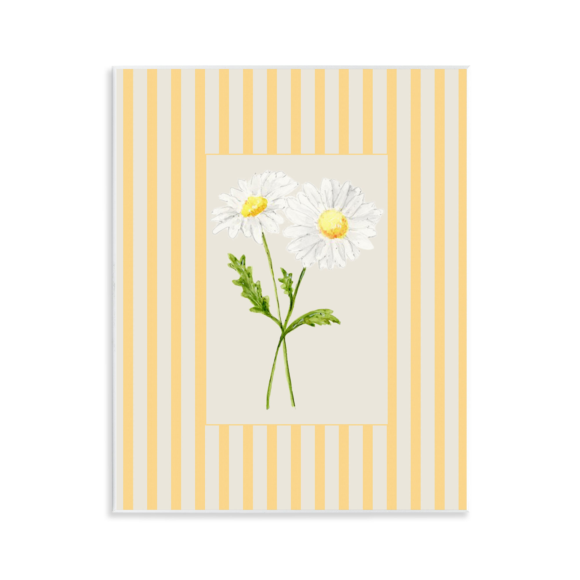 Yellow Stripe Daisy Wall Plaque Art, design by Lisa Wehmeyer