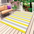 thumbnail image 1 of Yellow Stripe Outdoor Rug for Patio/Deck/Porch, Non-Slip Large Area Rug 5 x 7 Ft, Geometric Grey White Vertical Striped Indoor Outdoor Rugs Washable Area Rugs, Reversible Camping Rug Carpet Runner, 1 of 8