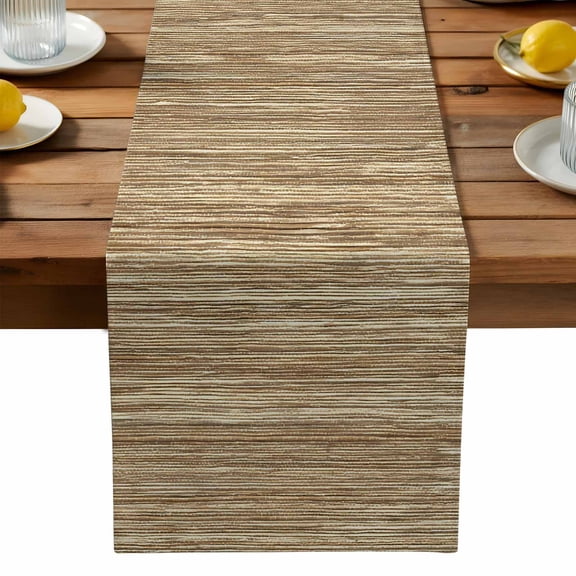 Yellow Stripe Table Runner, Modern Abstract Art Geometric Yellow Stripe Waves Washable Kitchen Table Runners Dress Scarves for Dining Table Decorations Party, 13x36in