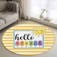 thumbnail image 1 of Yellow Striped 3ft Area Rug, Farmhouse Stripes Modern Abstract Art Washable Non-Slip Small Round Rugs for Entryway Bedroom Kitchen, Soft Circle Carpet for Dining Room, Playroom Nursery Rug, 1 of 9