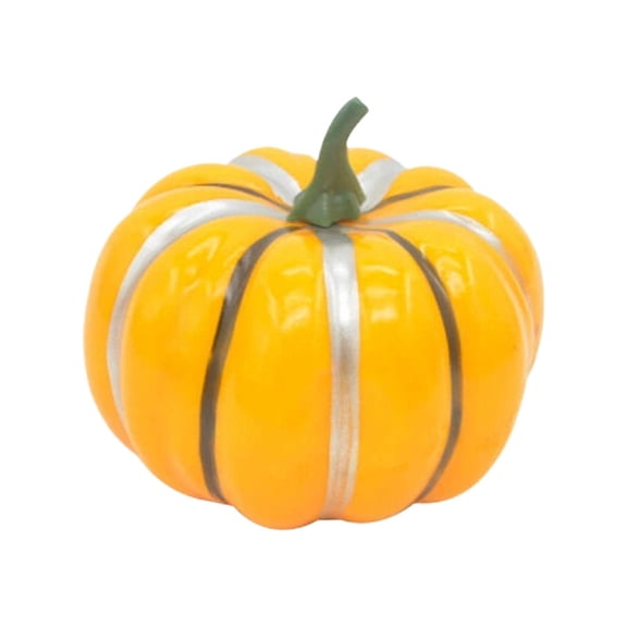 Yellow Striped Artificial Pumpkin Decoration for Fall Halloween Thanksgiving Display