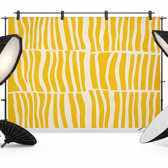 Yellow Striped Backdrop for Photoshoot, Photography Photo Studio Background Wall Backdrop, Modern Geometric Abstract Retro Back Drop Banner Panel for Portraits Wedding Live Streaming Decor 7x5Ft