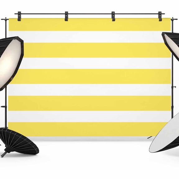 Yellow Striped Backdrop for Photoshoot,Photography Photo Studio Background Wall Backdrop,Modern Simple Monochrome Geometric White Back Drop Banner Panel for Portraits Wedding Live Streaming 8x6Ft