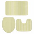 thumbnail image 1 of Yellow Striped Bath Mat 3 Piece Bathroom Rug Set, Modern Simple Farmhouse Beige Vintage Non Slip Bath Rug Contour Mat and Toilet Lid Cover, Absorbent Shower Mats Soft Bath Rugs and Mats Sets, 1 of 8