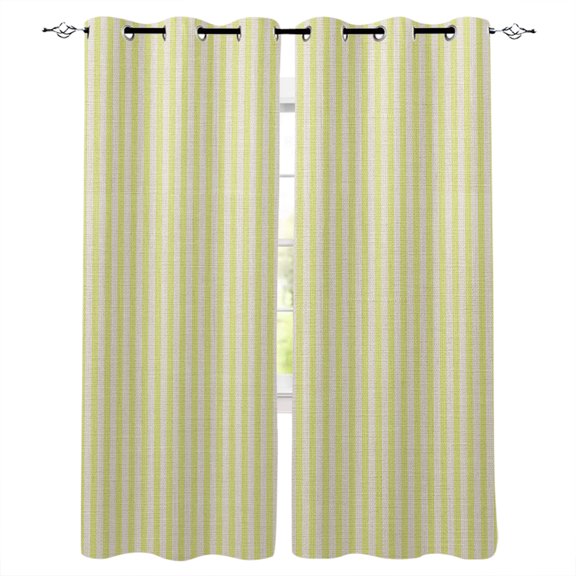 Yellow Striped Blackout Curtains Light Blocking Print Window Curtains, Modern Simple Farmhouse Beige Vintage Thermal Insulated Window Drapes for Living Room Kitchen Cafe (2 Panels, 104"W x 84"L)