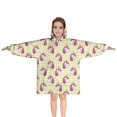 thumbnail image 1 of Yellow Striped Cartoon Unicorn Head Pattern Blanket Hoodies for Kids 6-13YR Oversize Wearable Blanket Hoodies for Boys Girls Teens, 1 of 7