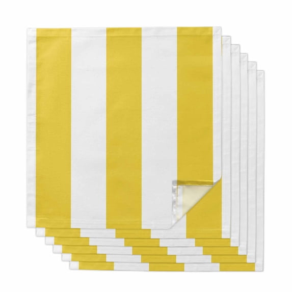 Yellow Striped Cloth Napkins, Vertical Stripe Boho Minimalist Country ...
