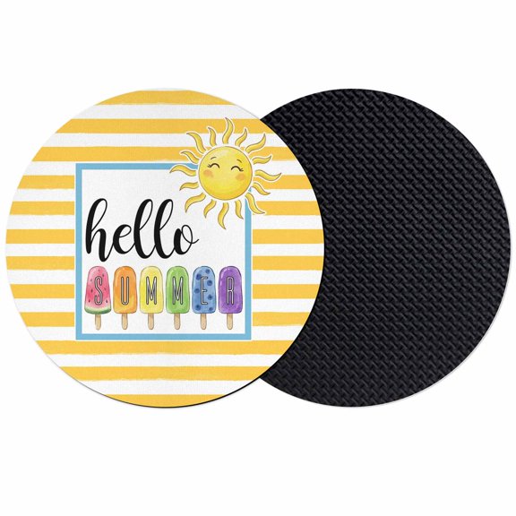 Yellow Striped Coasters Set of 2, Absorbent Coasters for Drinks, Farmhouse Stripes Modern Abstract Art Coaster for Desk Coffee Table Protection, Home Decor House Warming Gifts 4"