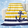 thumbnail image 1 of Yellow Striped Cooling Blanket, Lightweight Breathable Summer Throw Blanket with Double Sided Cold Effect,Navy Blue Nautical Anchor Geometric Picnic Beach Blankets Bed Sheet for Hot Sleepers 60"x80", 1 of 8
