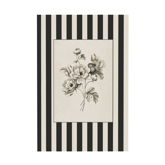 Yellow Striped Flower Canvas Wall Art Black White Vintage Orchid Botanical Print for Bedroom and Kitchen 12*18in