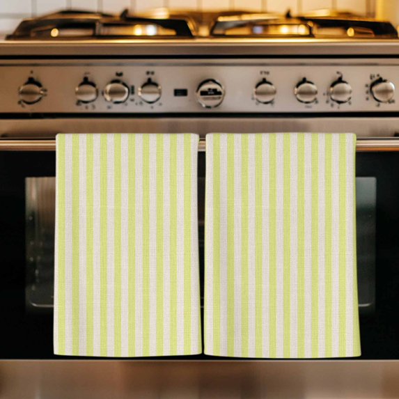 Yellow Striped Kitchen Towels Set of 4, Modern Simple Farmhouse Beige Vintage Absorbent Dish Towels for Kitchen, Microfiber Hand Towel, Quick Drying Tea Towel for Cleaning Decorative Dishcloths