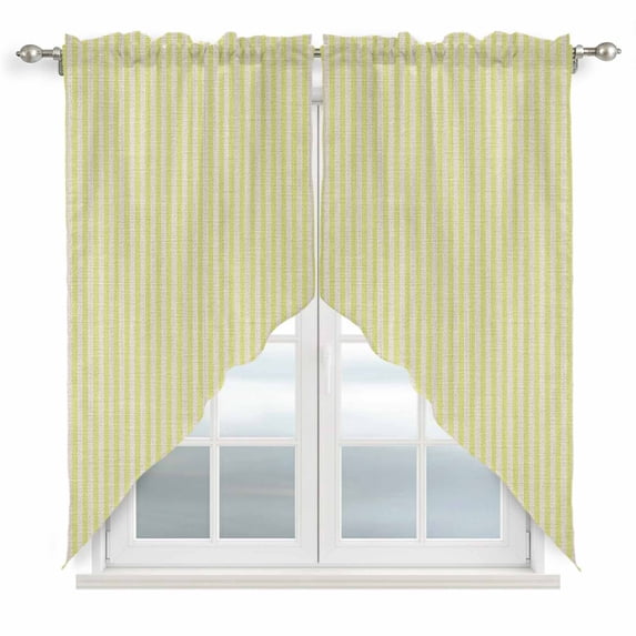 Yellow Striped Kitchen Window Curtains, Swag Curtains Valance for Bedroom Living Room Bathroom, Modern Simple Farmhouse Beige Vintage Rod Pocket Window Treatment Curtain Block Drapes 2 Panels 36"x63"