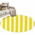 thumbnail image 1 of Yellow Striped Large Area Rugs for Bedroom Living Room, Soft Non Slip Carpet Bedside Rug, Modern Farmhouse Yellow White Stripes Round Floor Cover Kitchen Accent Rug 3' for Dining Room/Office, 1 of 9