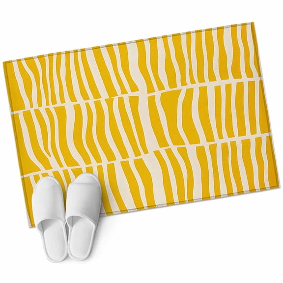 Yellow Striped Large Area Rugs for Bedroom Living Room, Soft Non Slip Carpet Bedside Rug, Modern Geometric Abstract Retro Rectangular Floor Cover Kitchen Accent Rug 2'x3' for Dining Room/Office
