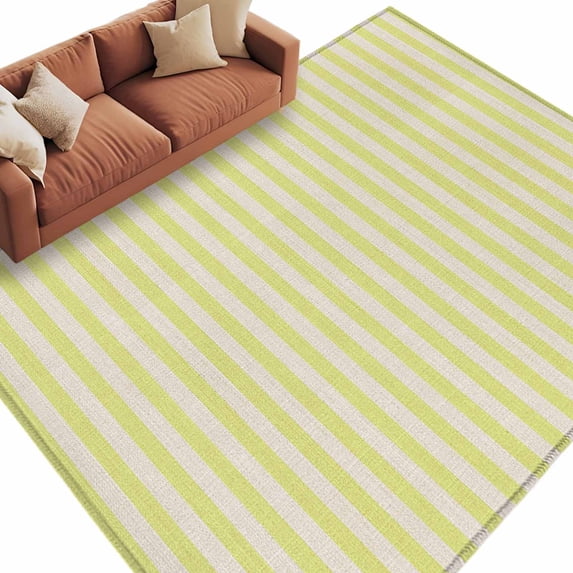 Yellow Striped Large Area Rugs for Bedroom Living Room, Soft Non Slip Carpet Bedside Rug, Modern Simple Farmhouse Beige Vintage Rectangular Floor Cover Kitchen Accent Rug 6'x9' for Dining Room/Office