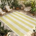thumbnail image 1 of Yellow Striped Outdoor Rug 5x7 Ft - Reversible Patio Rug Outdoor Camping Rugs, Farmhouse Vintage Stripes Washable Indoor Outdoor Area Rugs, Non-Slip Outdoor Carpet Runner for Deck/Porch, 1 of 8